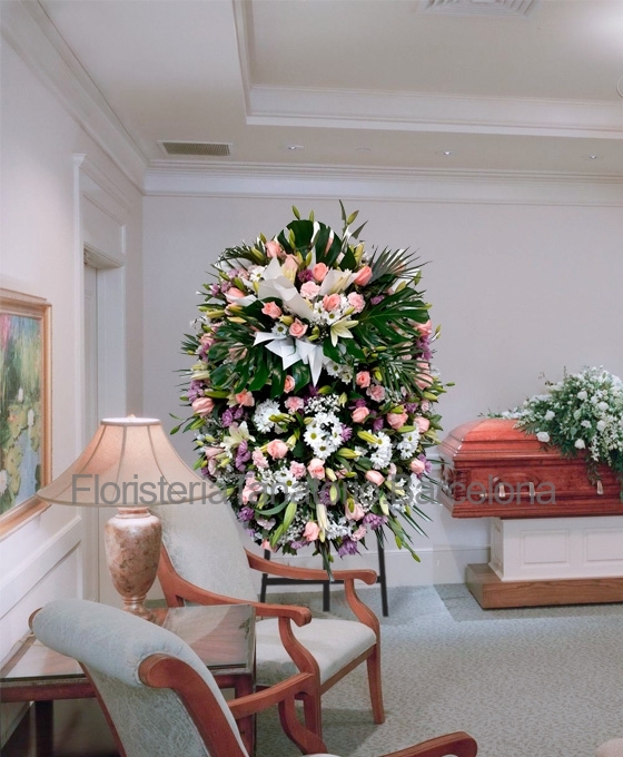 Corona de flores funerarias Barcelona Envío de flores funerarias Barcelona