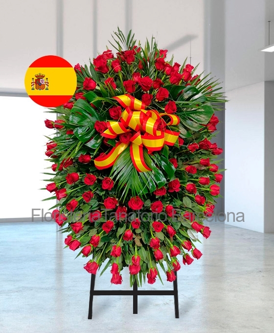 Corona funeraria con bandera de España
